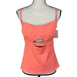 Time and Tru X-Large (18-20) Peekaboo Tankini Swim Top Cutouts Ribbed Padded New